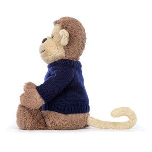 Bashful Monkey with Personalised Navy Jumper
