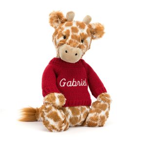 Bashful Giraffe with Personalised Red Jumper
