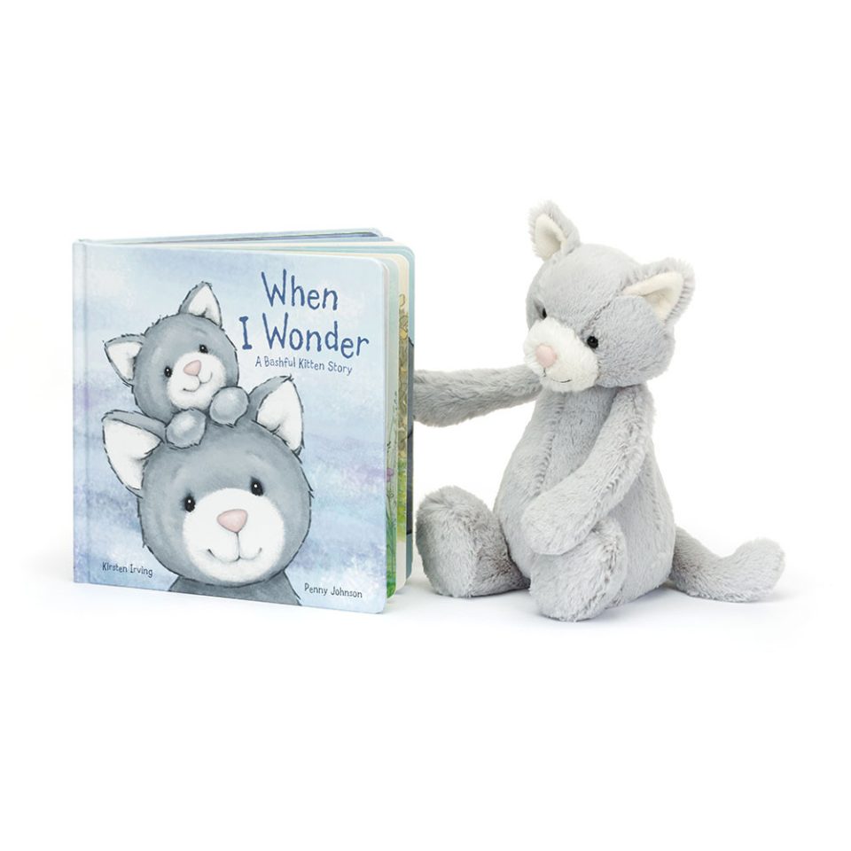 When I Wonder Book and Bashful Grey Kitty Medium